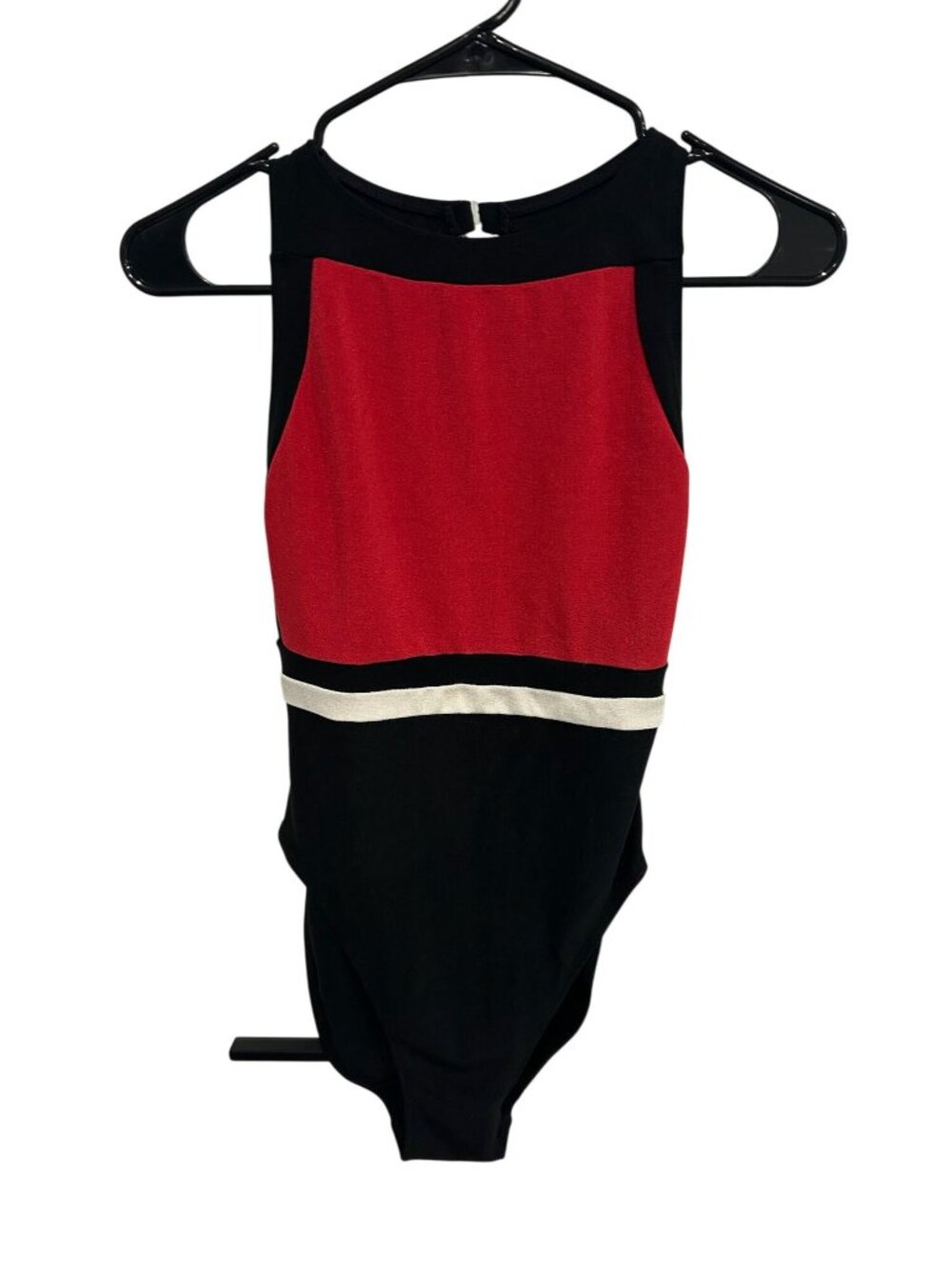 Pro Spirit 9/10 Red Black Colorblock Leotard Sleeveless Gymcore Sporty